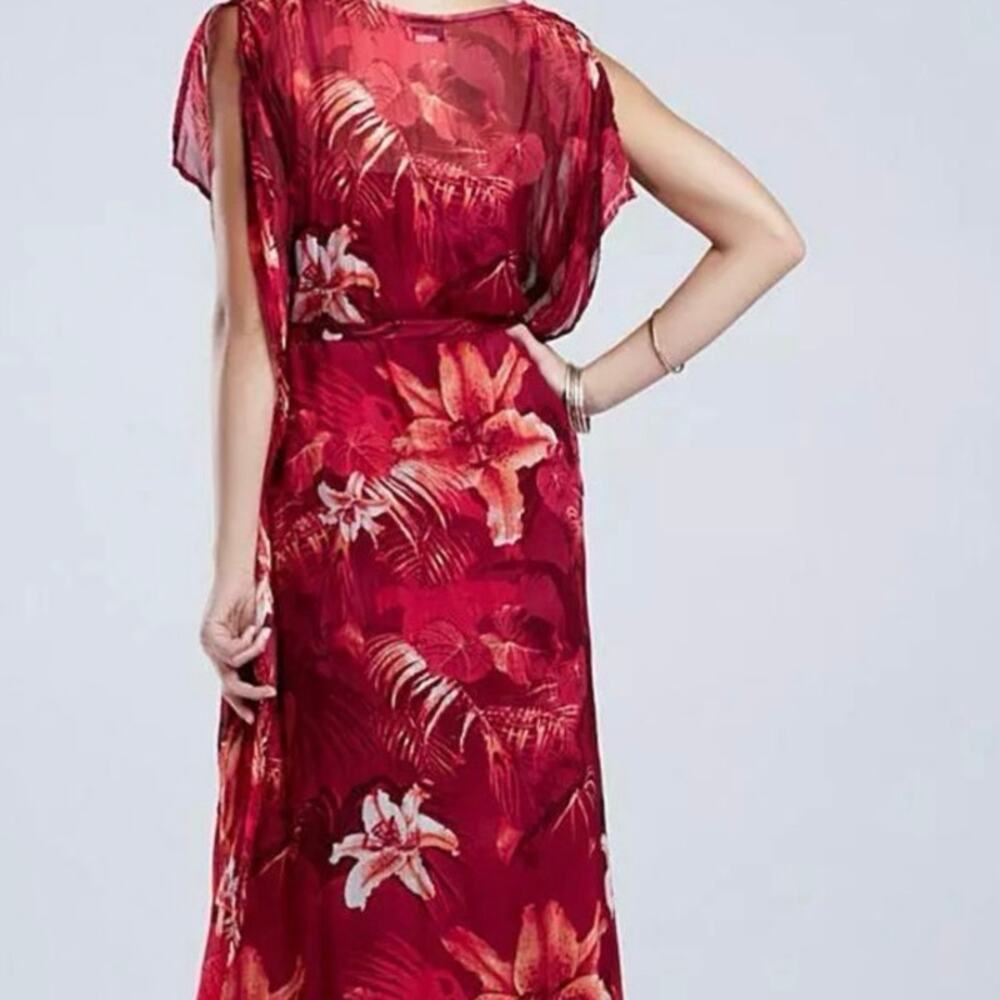 NWT Lucky Brand Maya Tropical Caftan Maxi Dress Women’s XS - Picture 3 of 8